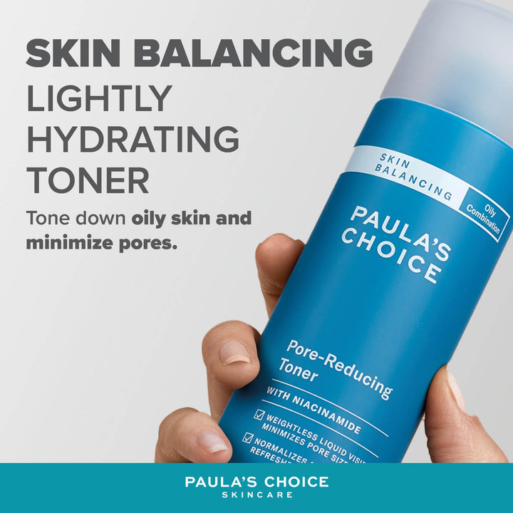 Paula's Choice Skin Balancing Pore Reducing, Hydrating Toner - Refines Enlarged Pores & Tackles Blackheads - with Niacinamide & Adenosine - Combination to Oily Skin - 190 ml Halalzen