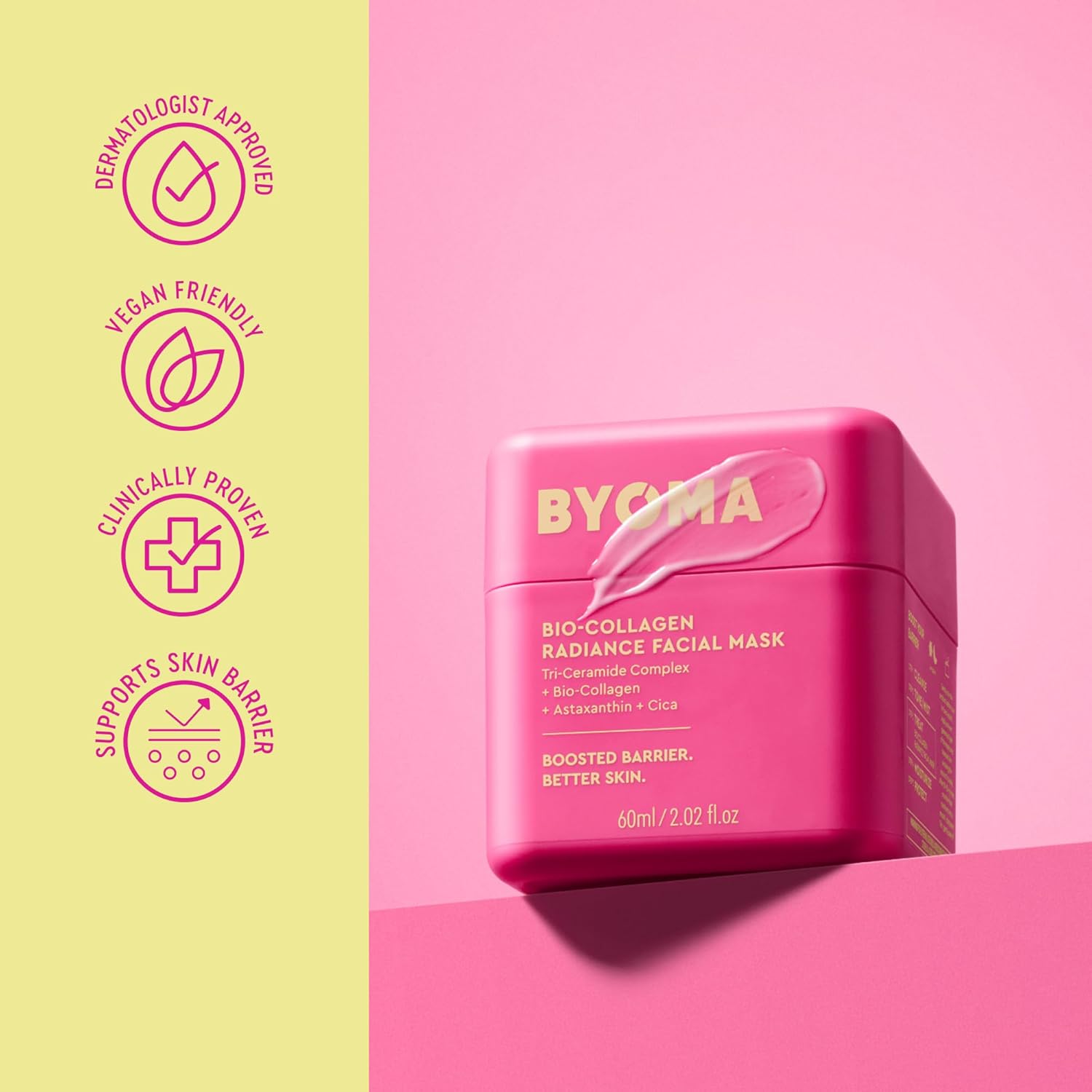 BYOMA Bio-Collagen Radiance Face Mask - Transformative Peel Off Mask For Glass Skin - Instant radiance, Visibly Improved Elasticity, Firms, Reduces Appearance of Wrinkles - Cica & Ceramides