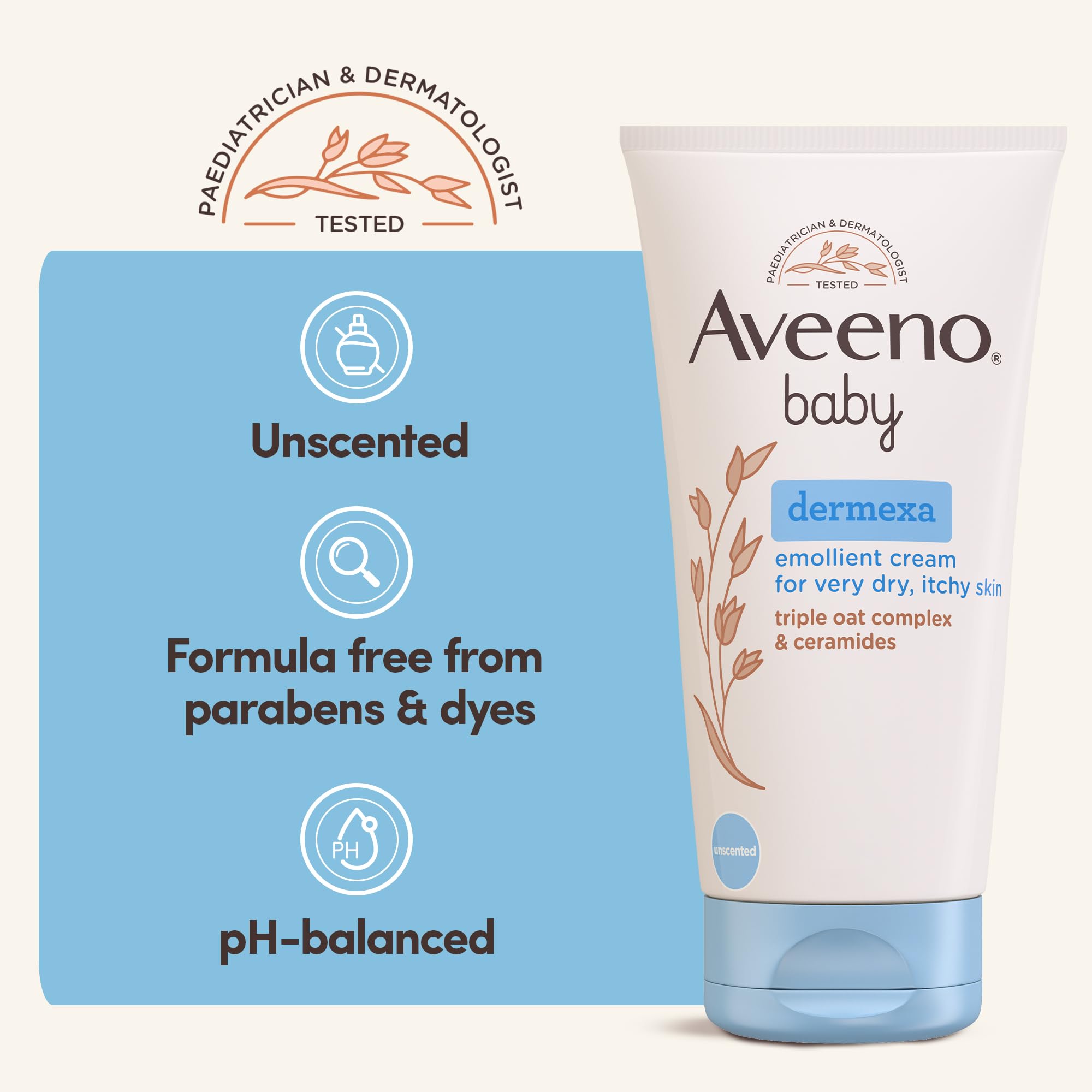 Aveeno Baby Dermexa Emollient Cream Baby Lotion Dry & Itchy Skin (1 x 150ml) Halalzen