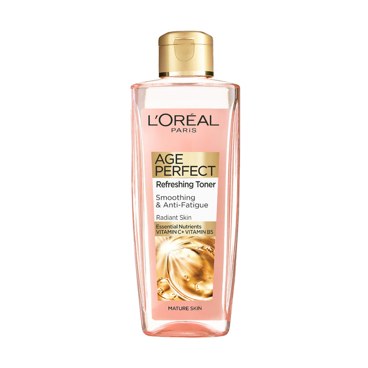 L'Oreal Paris Age Perfect Smoothing and Anti Fatigue Vitamin C Refreshing Toner, Black, Ultra-Invigorating Formula Exfoliates, Smooths, and Energizes the Skin, 200 ml (Pack of 1) Halalzen