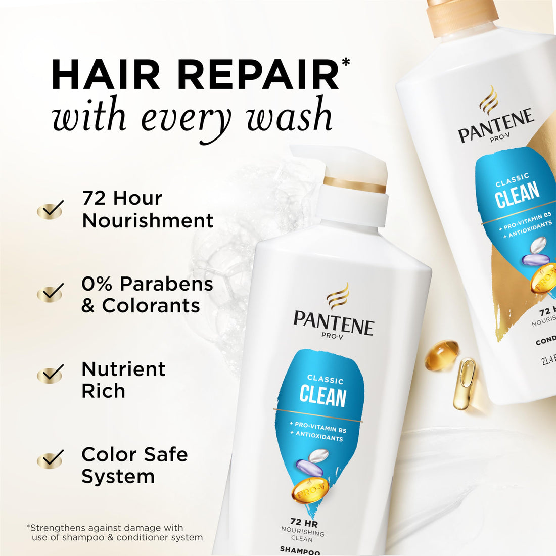 Pantene Shampoo & Conditioner Set, Daily Moisture Renewal - Pro-V Nutrients for Dry, Color-Treated, Straight to Curly Hair, 72-Hour Hydration & Softness, 52.8 Oz Total + Miracle Rescue Shot (0.5 Oz) Halalzen