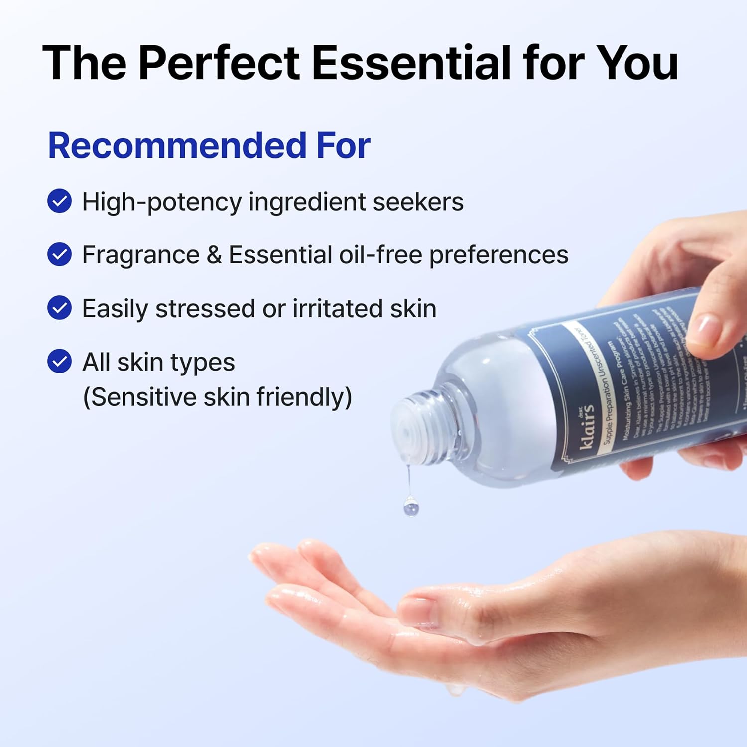 DearKlairs Supple Preparation Unscented Toner 6.08 fl oz, Lightweight, Essential Oil-Free, Alcohol Free, Packaging Changed