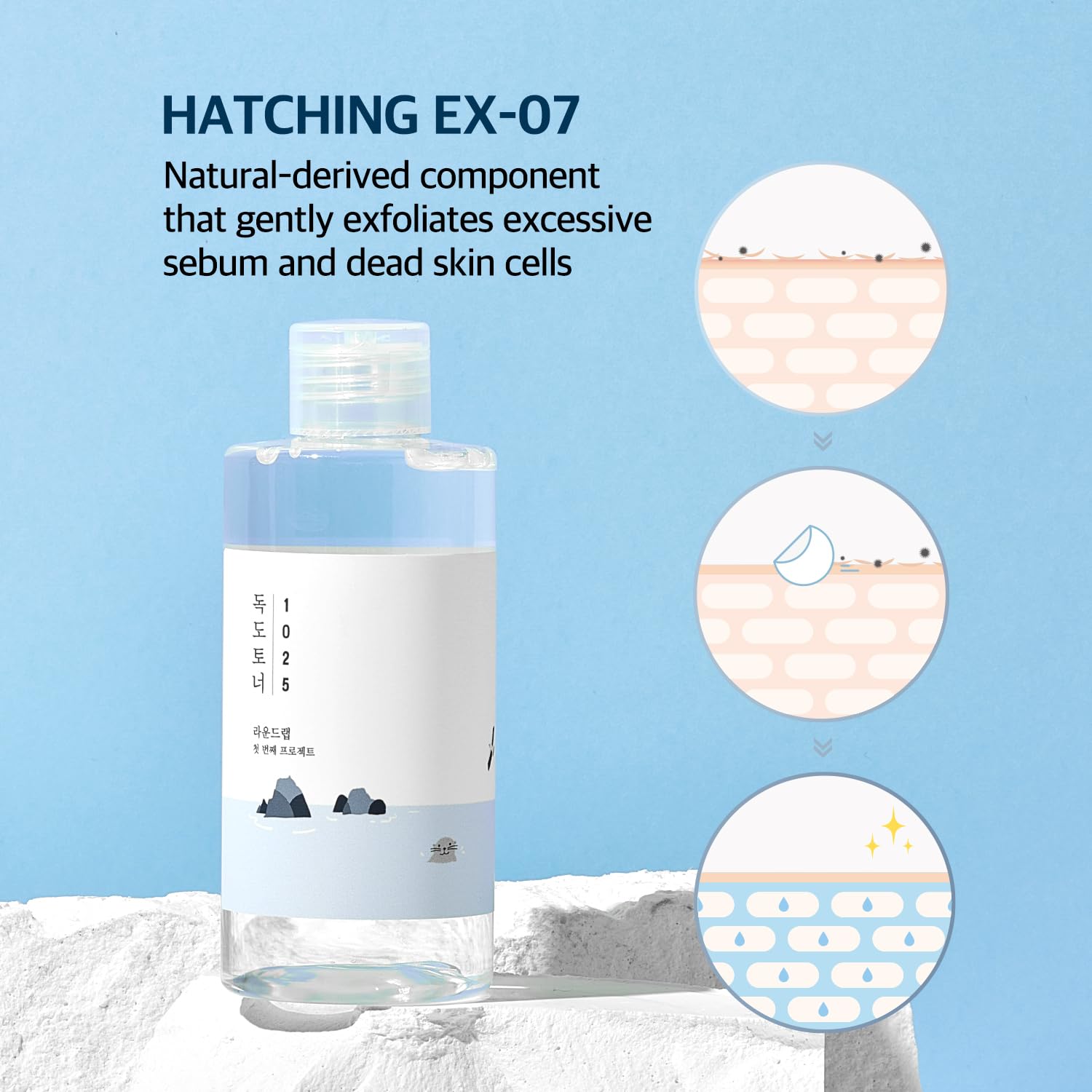 ROUND LAB 1025 Dokdo Toner (200ml), Oil Control and Reduces Excess Sebum, Gentle Exfoliating Facial Toner, Deep Sea Water for Moisturization, Soft Finish Without Stickiness, Korean Skin Care