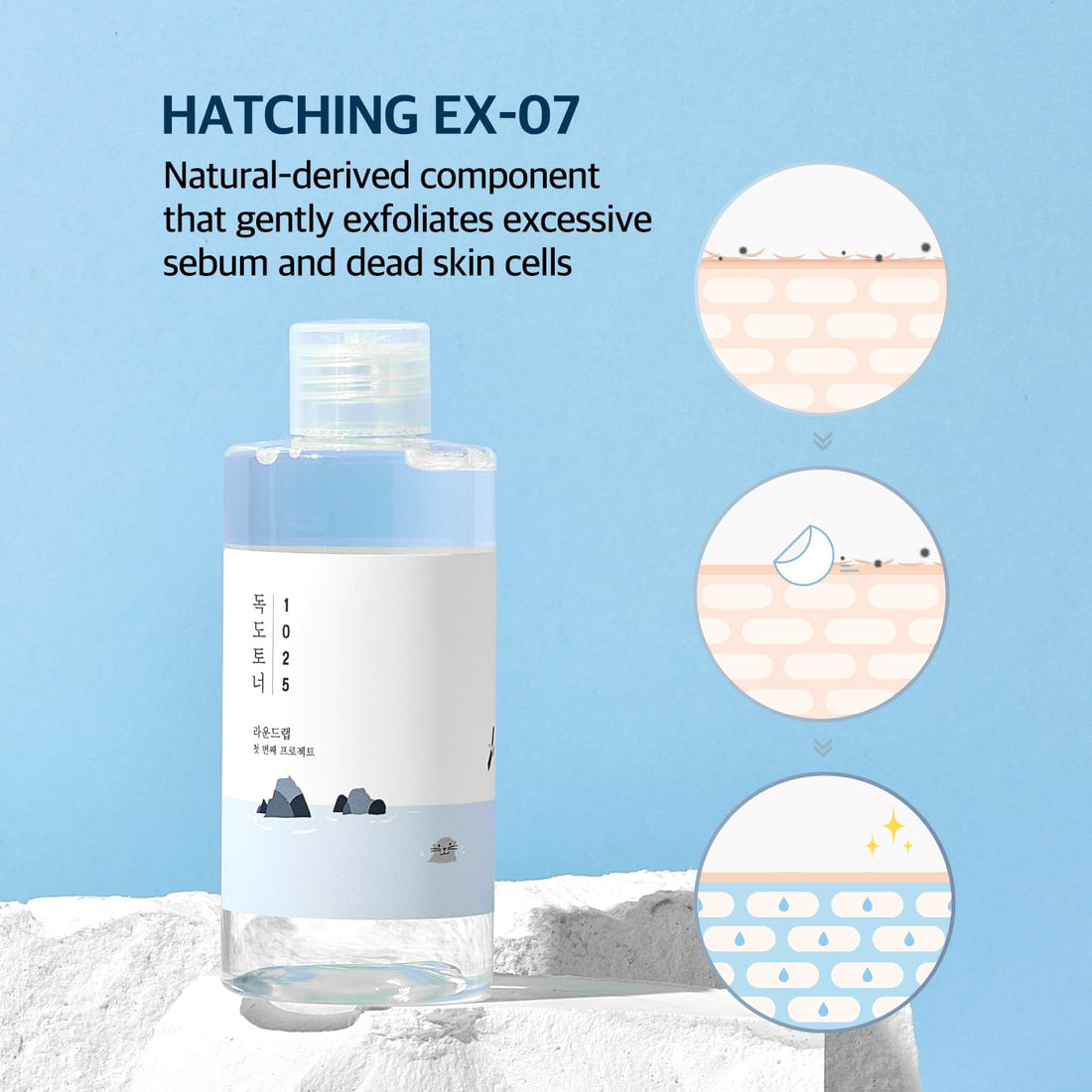 ROUND LAB 1025 Dokdo Toner (200ml), Oil Control and Reduces Excess Sebum, Gentle Exfoliating Facial Toner, Deep Sea Water for Moisturization, Soft Finish Without Stickiness, Korean Skin Care