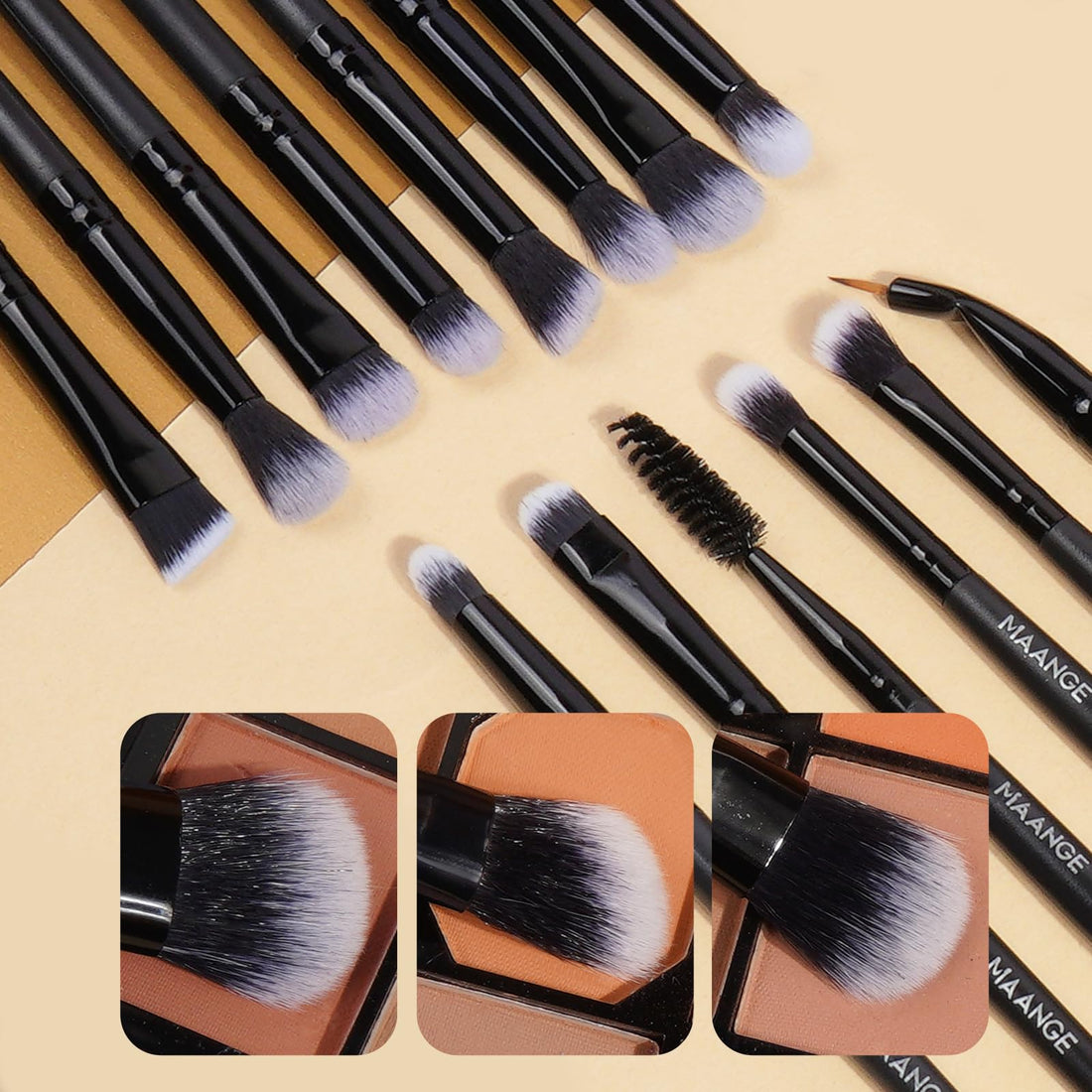 MAANGE Makeup Brush Set 49 Pcs Makeup Tool Set Premium Synthetic Foundation Powder Concealers Eye shadows Blush Makeup Brushes (Black, 49 Piece Set) Halalzen