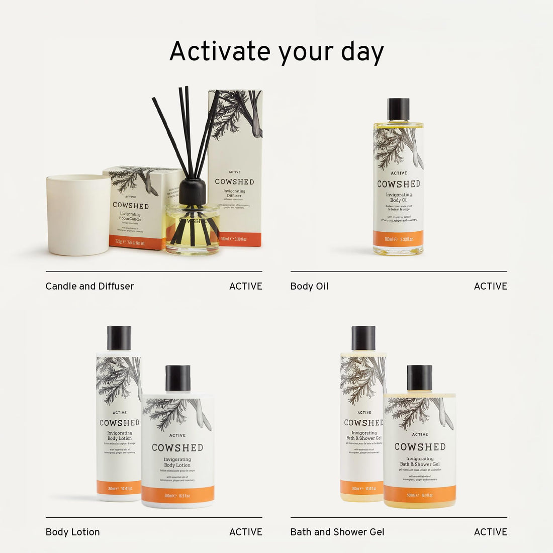 Cowshed Bath & Shower Gel 300ml | Replenish Uplifting Body Wash for Women & Men | Natural Body Wash, No Parabens | Hydrating Vegan Shower Gel with Red Mandarin, Bitter Orange and Grapefruit