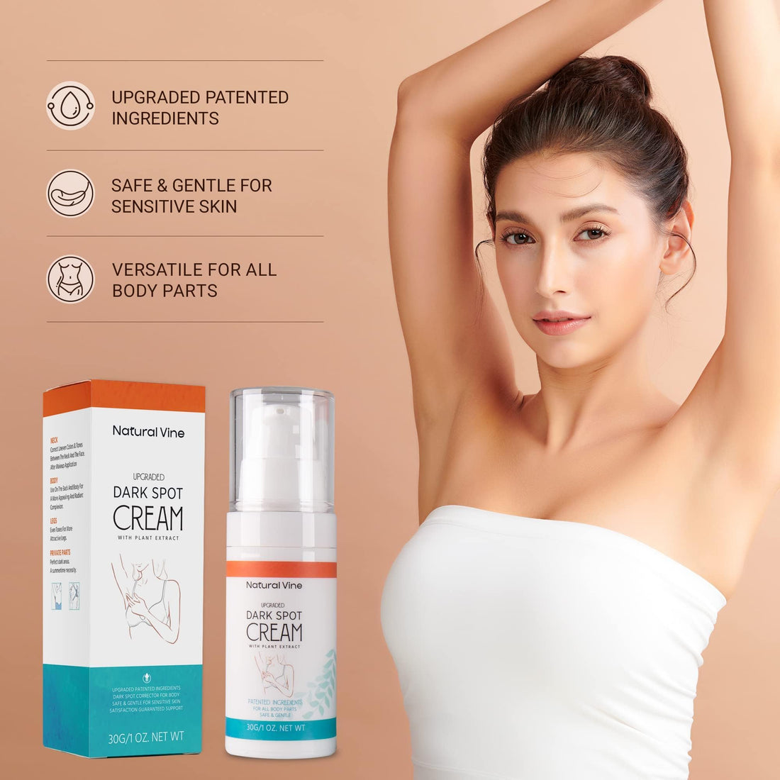 Natural Vine Dark Spot Corrector: Dark Spot Remover for Face Body in 4-8 Weeks - Instant Concealing & Age Brown Sun Faded Spot Remover Melasma Freckles Correcting with Niacinamide for Women & Men 60g Halalzen