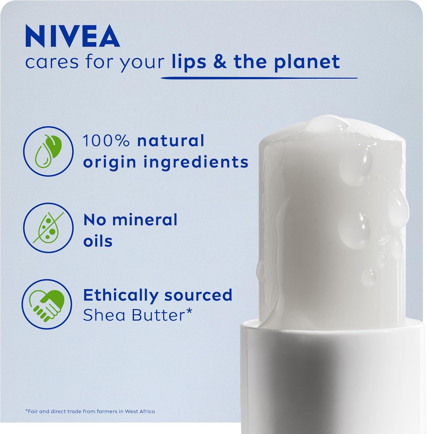 NIVEA Original Care Duo Pack Lip Balm (2x 4.8g), Lip Moisturiser Deeply Hydrates for 24h+, 100% Natural Origin Ingredients, Shea Butter, and Vitamins, Lip Care Halalzen