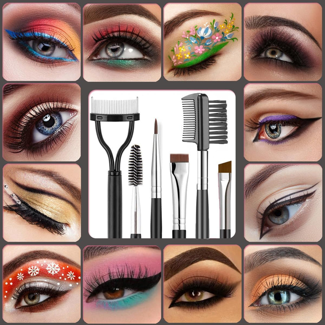 Eyelash Comb Lash Separator Tool Brow Brush & Lash Spoolie Professional Eye Makeup Tools (5 Pieces Set) Halalzen