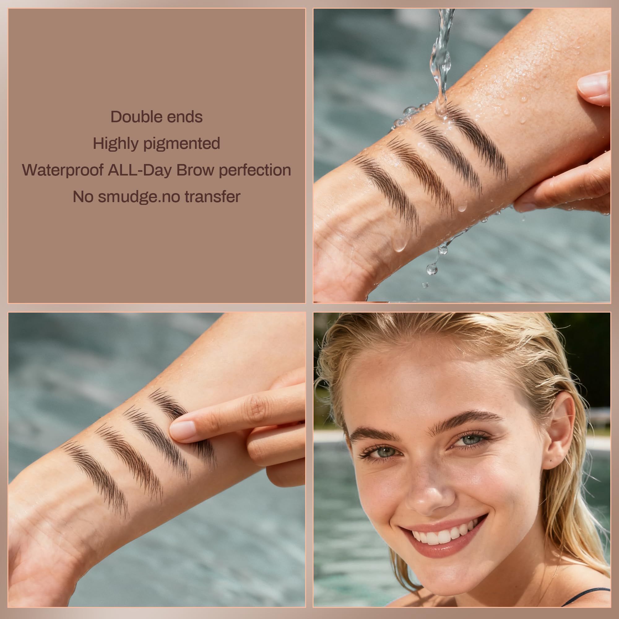HeyBeauty Eyebrow Pencil with Brow Brush, Double Ended Eyebrow Pen, Automatic Makeup Cosmetic Tool Dark Brown 2 PCS