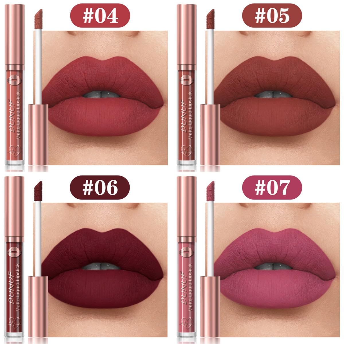 12 Colors Matte Liquid Lipstick Set Velvety Lip Gloss Lip Kit Waterproof Long Lasting Wear Nude Lip Gloss Beauty Cosmetics Gift Box Set (Set A, Set A) Halalzen