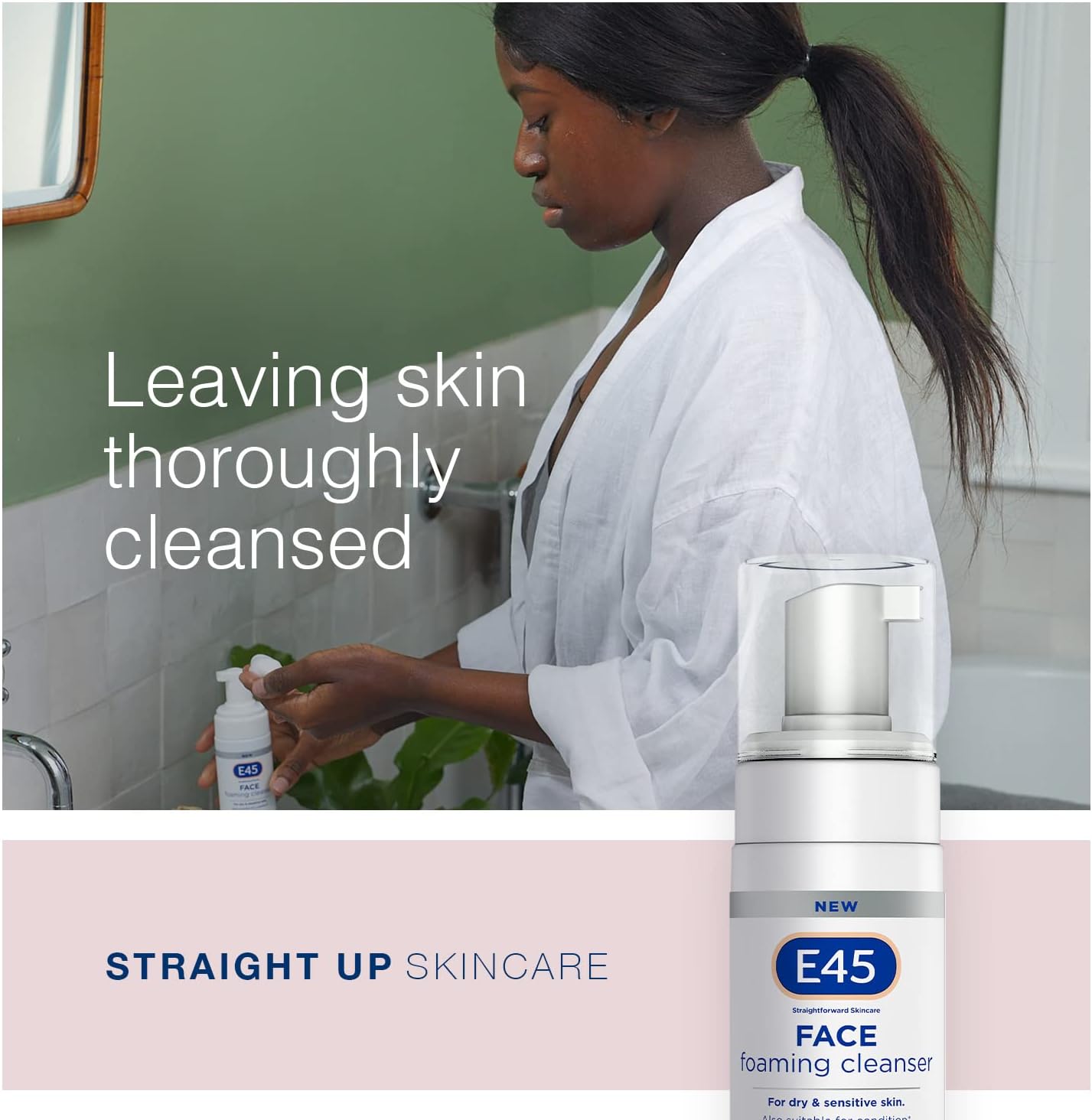 E45 Foaming Face Wash - Daily Cleanser for Dry & Sensitive Skin - Gentle Makeup Remover - Softens Skin & Controls Oil - Skincare for Women & Men, 150ml