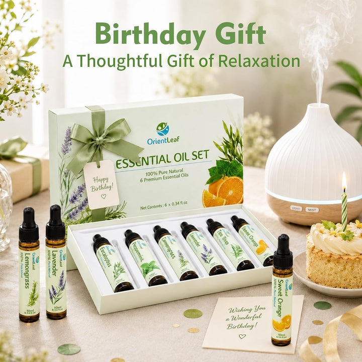 Essential Oils for Diffusers for Home, Birthday Gifts, Teacher Gifts for Women, Diffuser Oil for DIY Candle, Aromatherapy, Humidifiers, Peppermint, Tea Tree, Lavender, Eucalyptus, Orange, Citronella