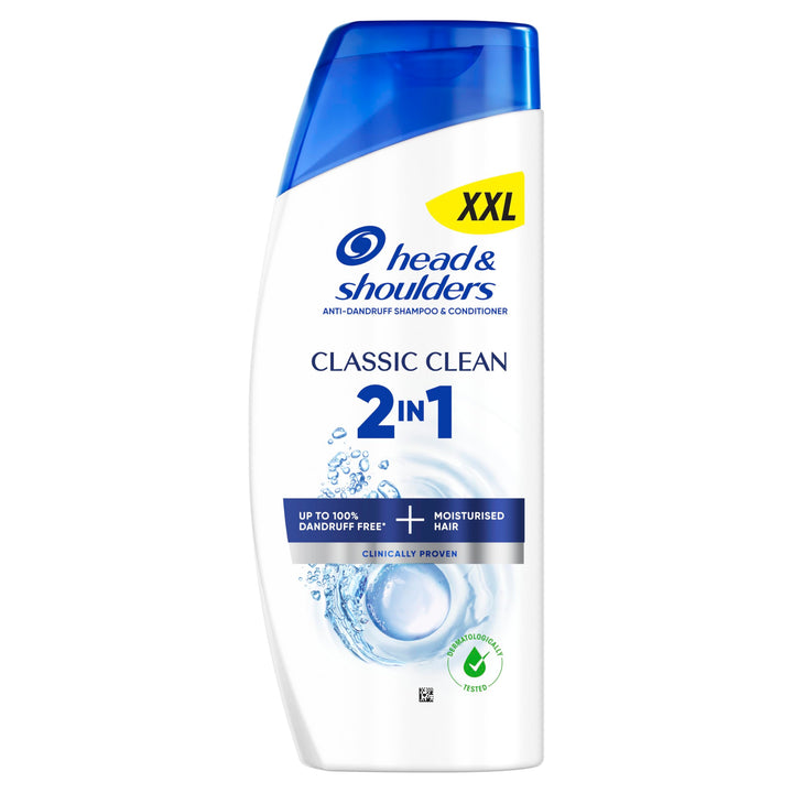 Head & Shoulders Classic Clean 2in1 Anti-Dandruff Shampoo and Conditioner 625ml. Works against Dandruff, Oil and Itch from the 1st Wash. Dandruff Free + Moisturised Hair. For All Hair Types