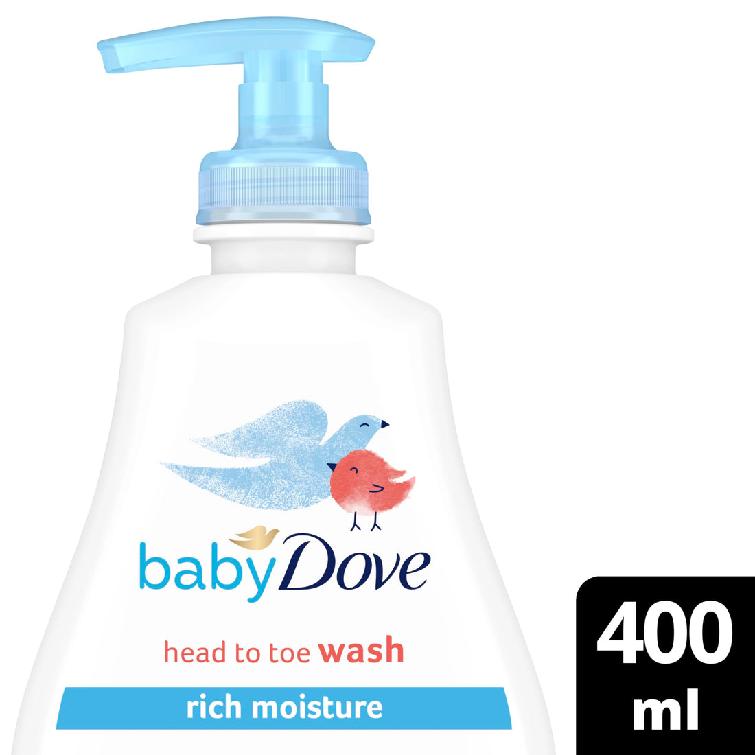 Baby Dove Rich Moisture Head to Toe Wash - Gentle & Nourishing Hair and Body Wash for Babies, Tear-Free Formula, Delicate Fragrance, Keeps Hair and Skin Soft, Ideal for Newborns - 400ml, Pack of 3