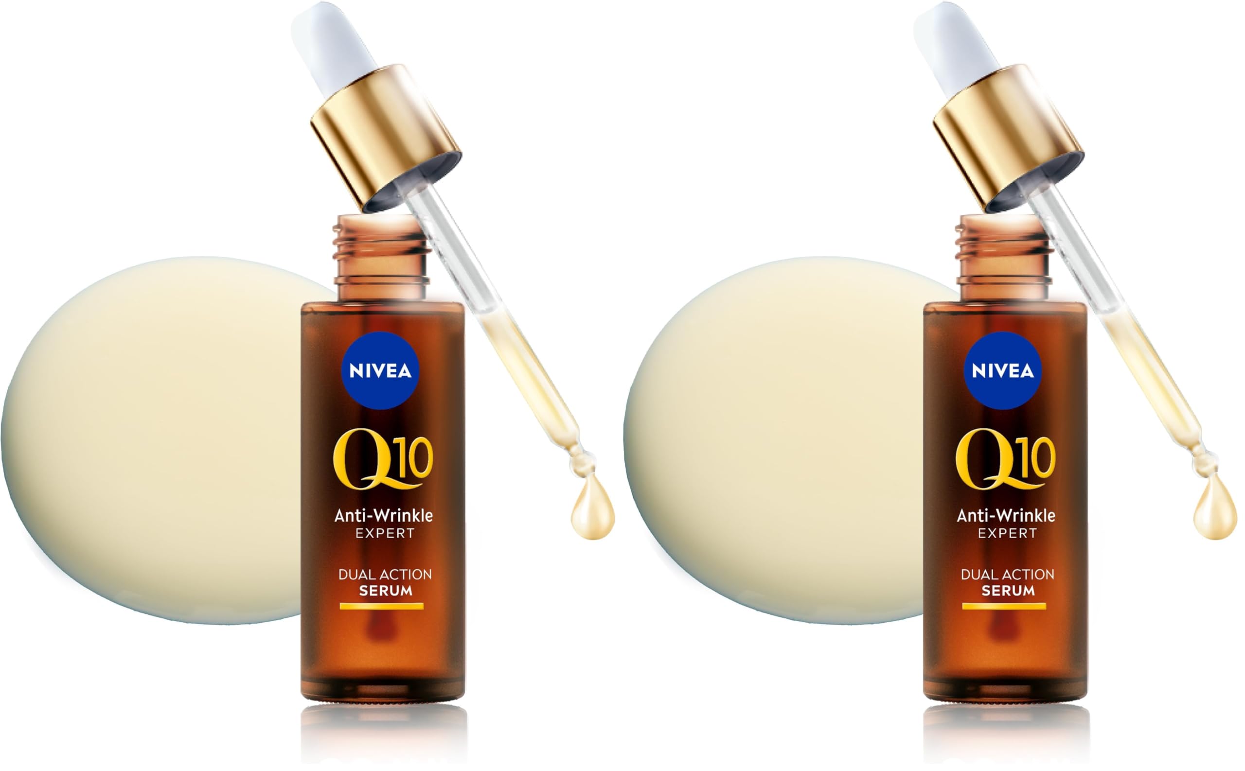NIVEA Q10 Anti-Wrinkle Expert Dual Action Face Serum (30ml), Anti Ageing Face Serum for Women with Pure Q10, Moisturiser to Visibly Reduce and Prevent Wrinkles