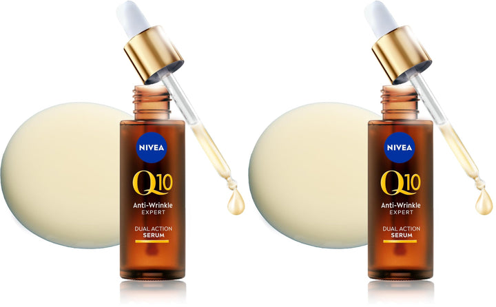 NIVEA Q10 Anti-Wrinkle Expert Dual Action Face Serum (30ml), Anti Ageing Face Serum for Women with Pure Q10, Moisturiser to Visibly Reduce and Prevent Wrinkles