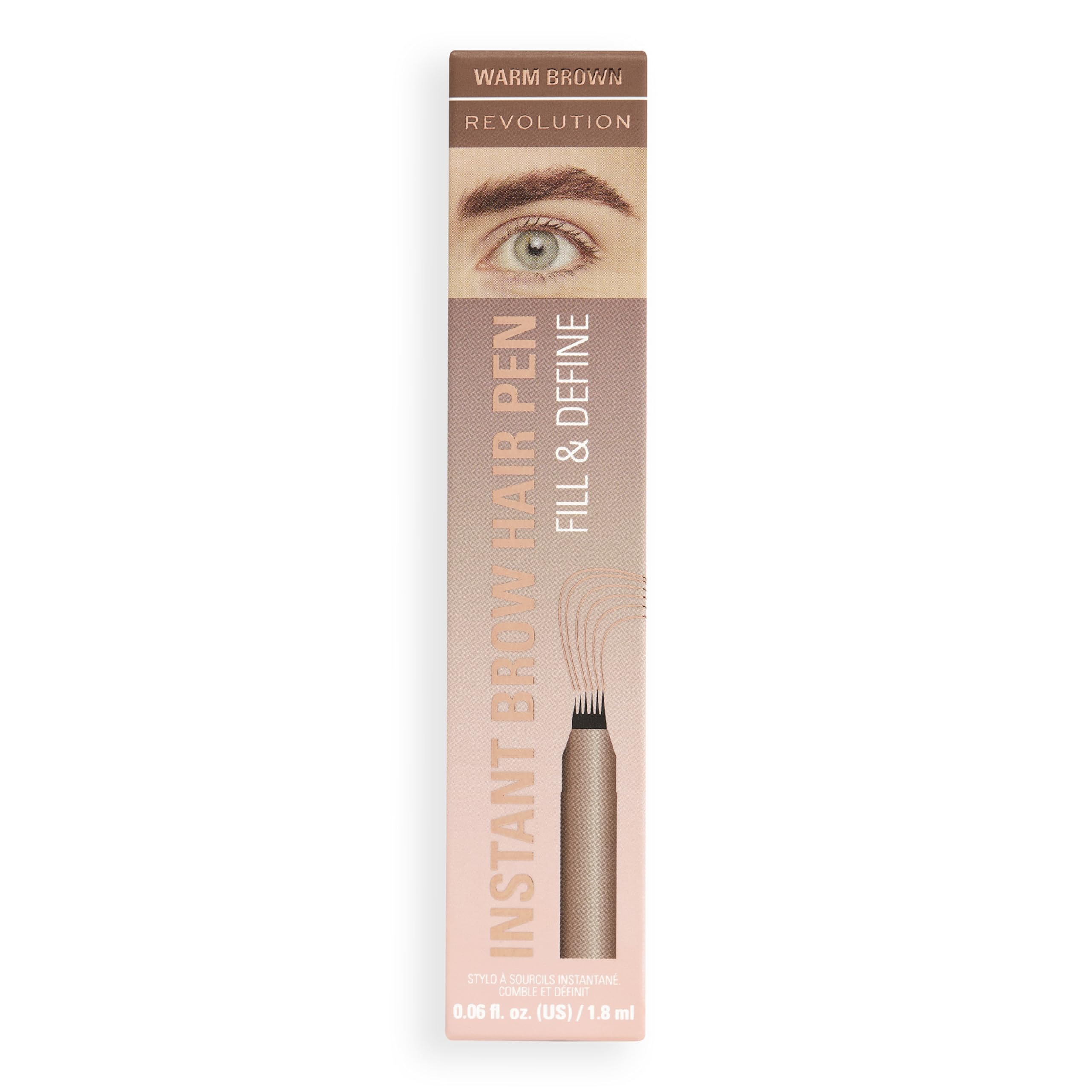 Revolution, Instant Brow Hair Pen, Precision Applicator for Hair-Like Strokes, Long-Lasting Eyebrow Pen, Dark Brown, Vegan & Cruelty-Free, 1.8ml