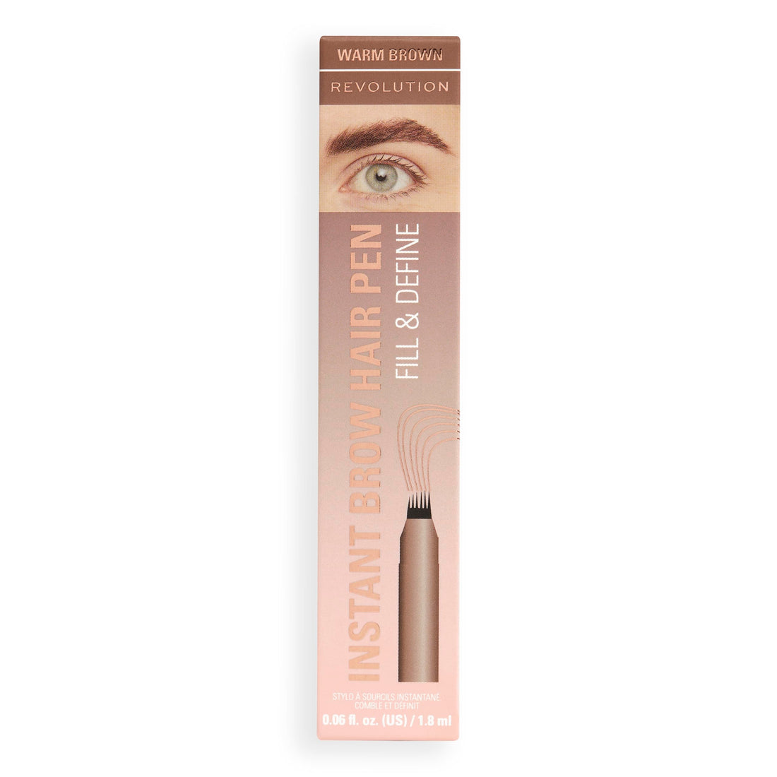 Revolution, Instant Brow Hair Pen, Precision Applicator for Hair-Like Strokes, Long-Lasting Eyebrow Pen, Dark Brown, Vegan & Cruelty-Free, 1.8ml