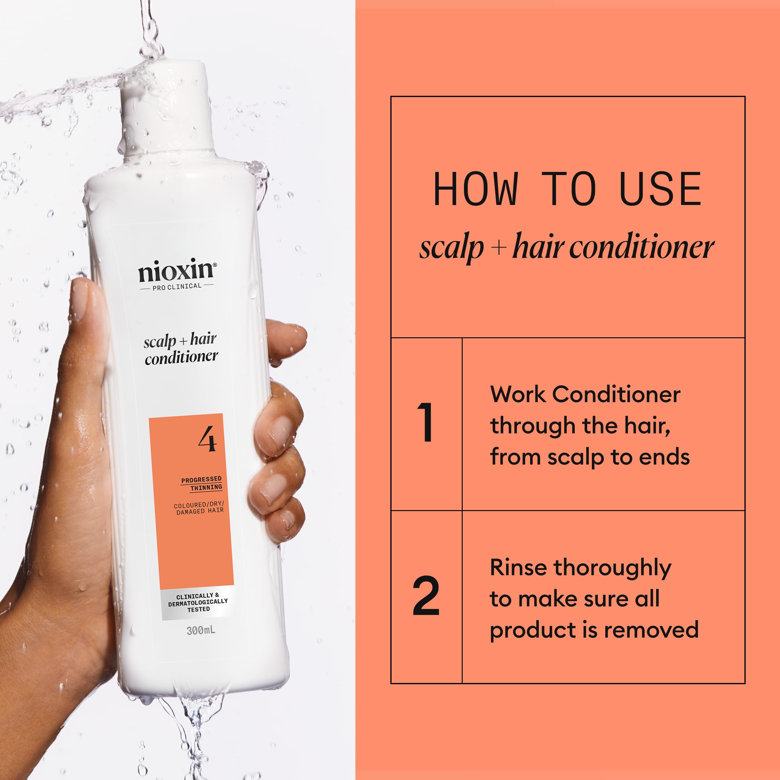 Nioxin System 4 - Hair Thickening System For Damaged Hair with Progressed Thinning - Biotin & Niacinamide - Shampoo, Conditioner, Serum