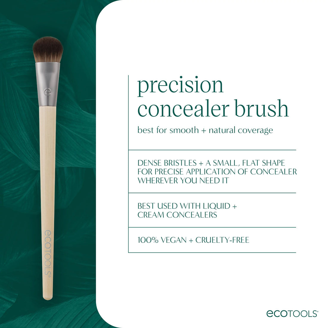 EcoTools Classic Foundation Face Brush, For Liquid, & Cream Foundation, Flat Foundation Brush For Natural Makeup, Buildable Coverage, Synthetic Bristles, Vegan & Cruelty- Free Halalzen