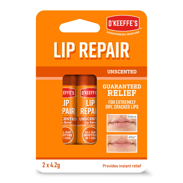 O'Keeffe's Lip Repair Unscented Lip Balm, 4.2g – For Extremely Dry, Cracked Lips | All-Day Moisture with 7 Moisturising Ingredients