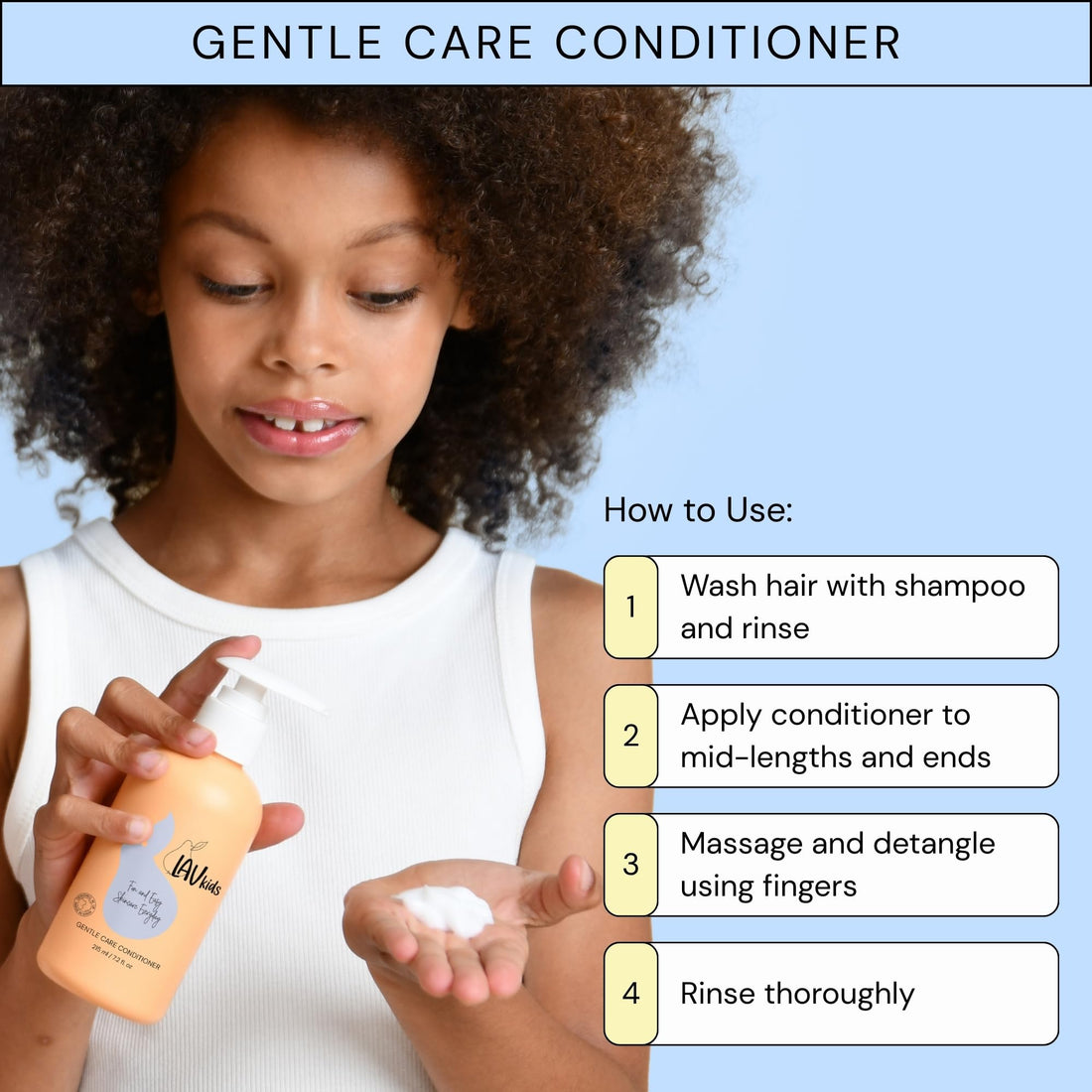 Lav Kids Natural Hair Care Bundle for Daily Use, Algae Extract and Moisturizing (Shampoo + Conditioner)