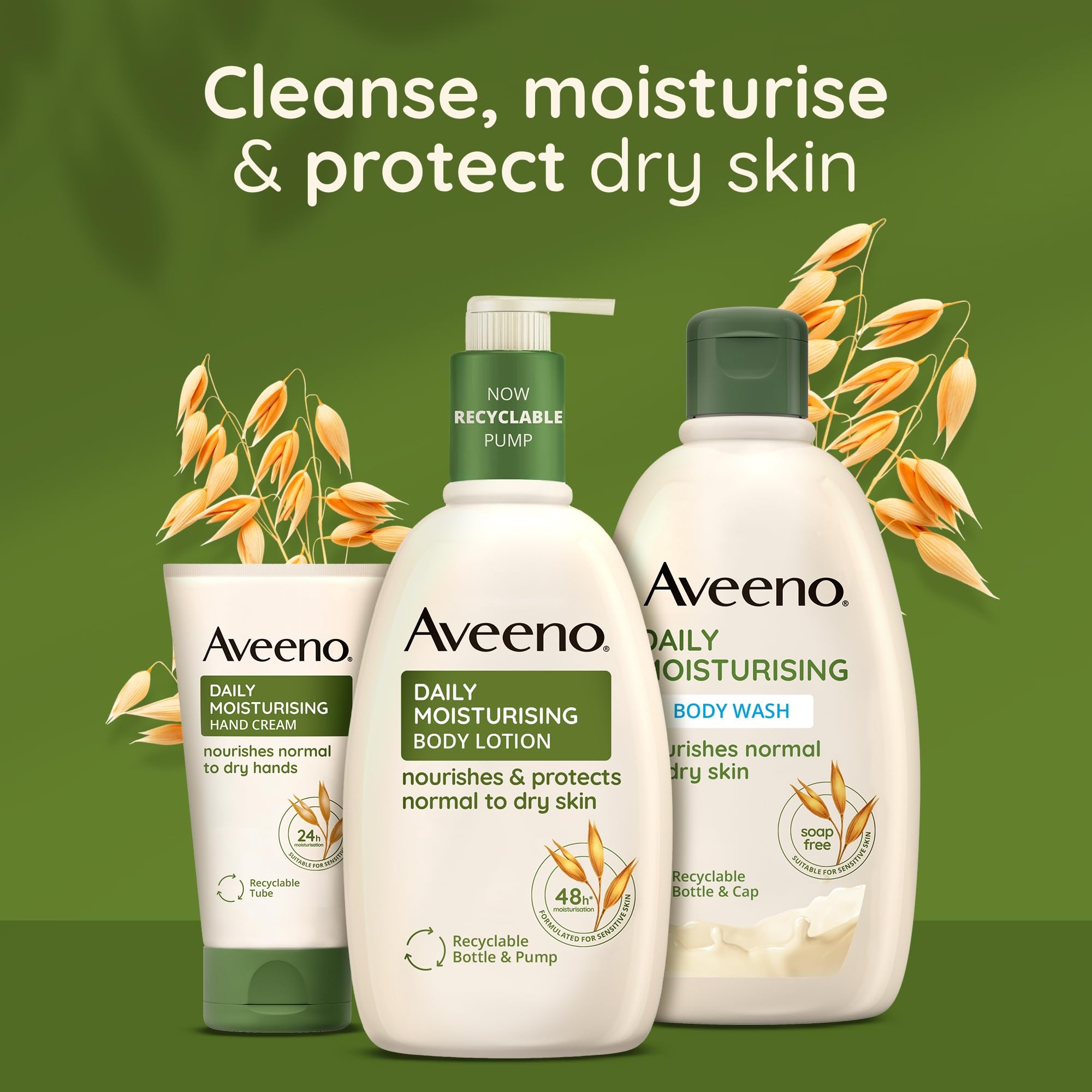 Aveeno Daily Moisturising Body Lotion 500 ml for Sensitive Skin, Enriched with Nourishing Oats, Provides Long-Lasting Hydration and Soothes Dry, Irritated Skin Effectively