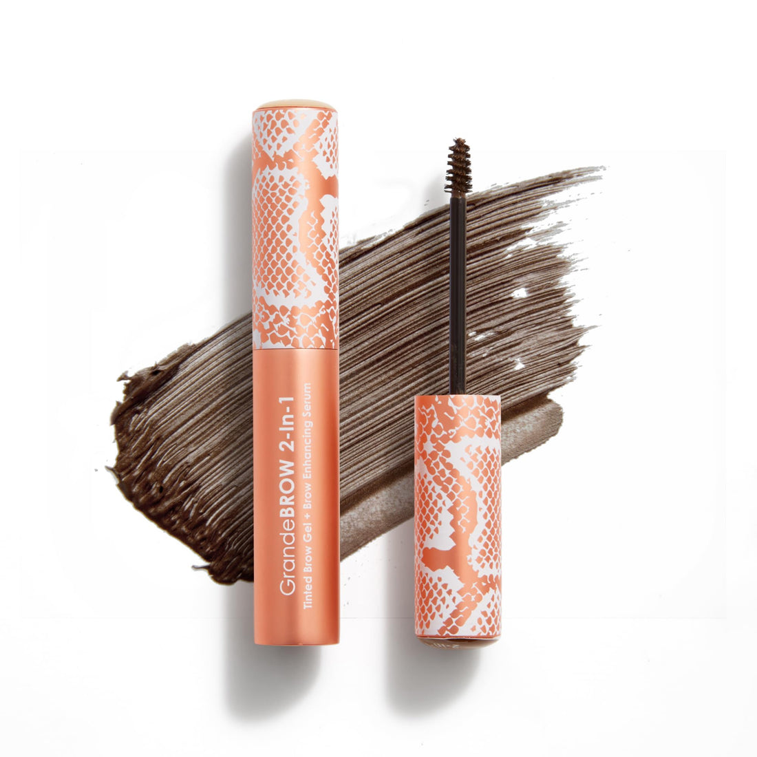 Grande Cosmetics GrandeBROW 2-in-1 Tinted Brow Gel + Brow Enhancing Serum for Thicker & Darker-Looking Eyebrows, Shape & Fill Brows, Long Wear, with Castor Oil & Mini Fibers