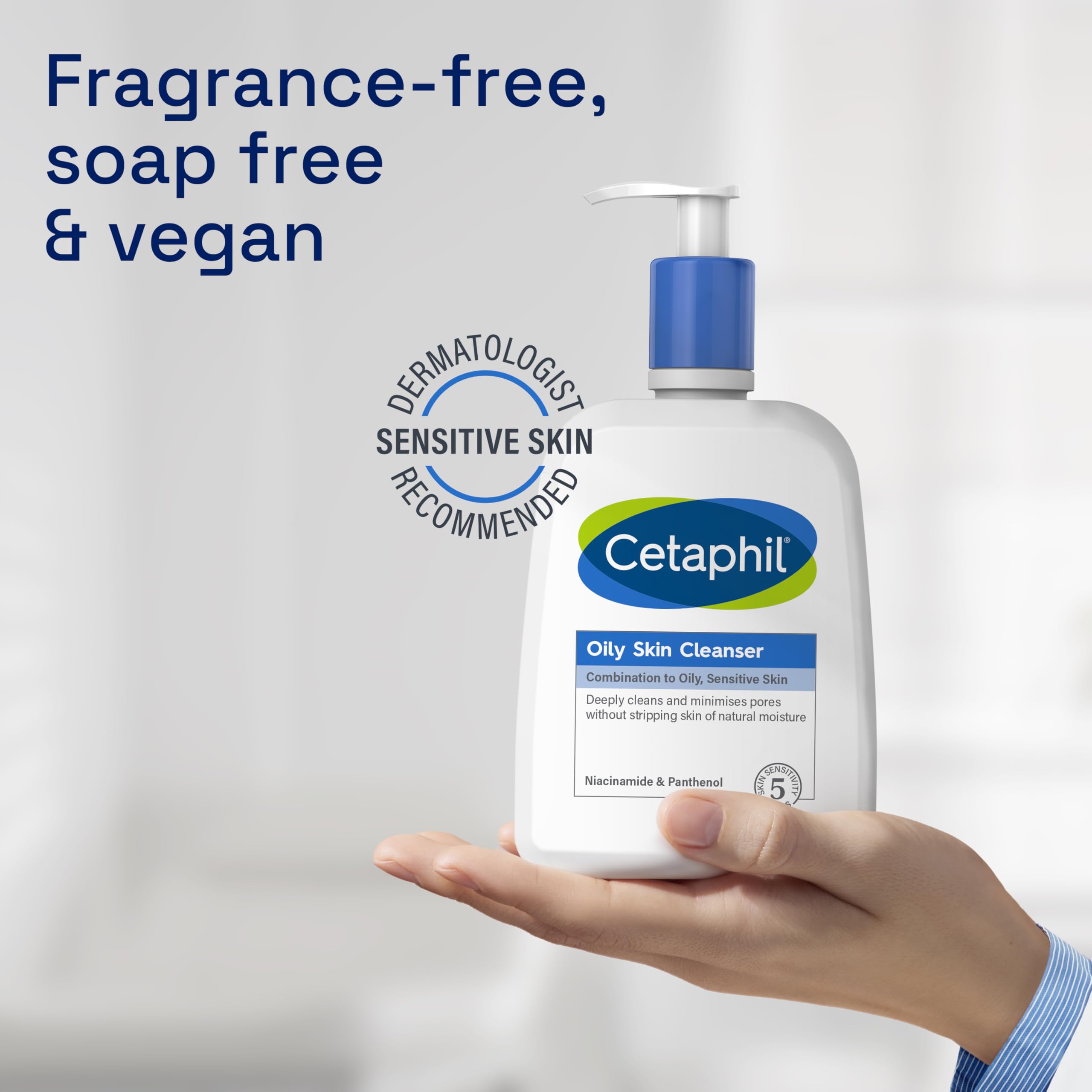 Cetaphil Oily Skin Cleanser, 473ml, Face Wash, For Combination to Oily Sensitive Skin, With Niacinamide, Packaging May Vary