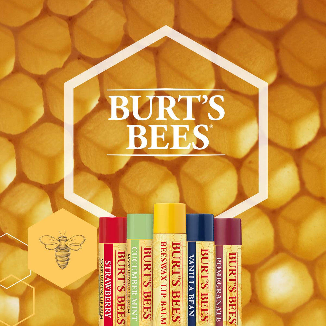 Burt's Bees Lip Balm Pomegranate, Moisturising Lip Balm With Beeswax & Vitamin E, 100% Natural Origin, 4.25g Halalzen