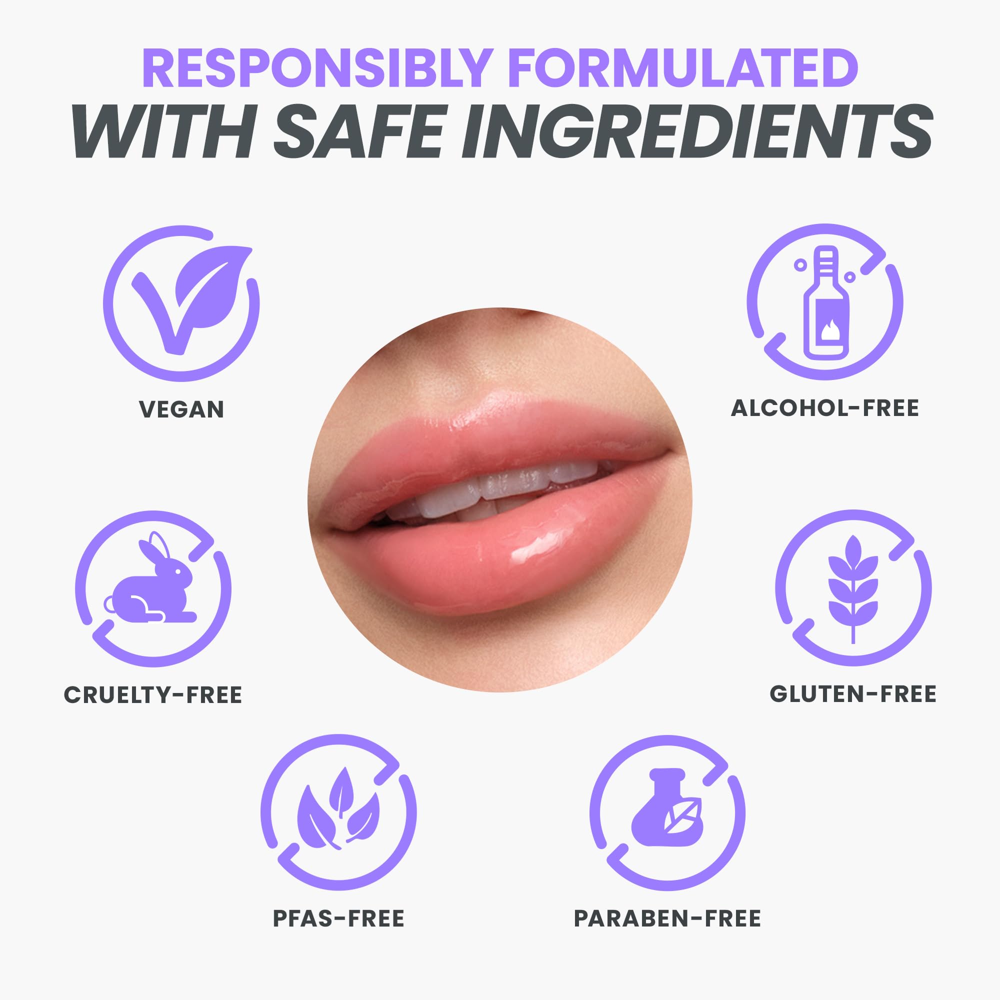 Wonderskin Lip Oil Rehab Serum - Color Changing Lip Oil from Clear to Pink - PH-activated, Non-sticky & Hydrating Tinted Serum for Dry Lips (Kissed)