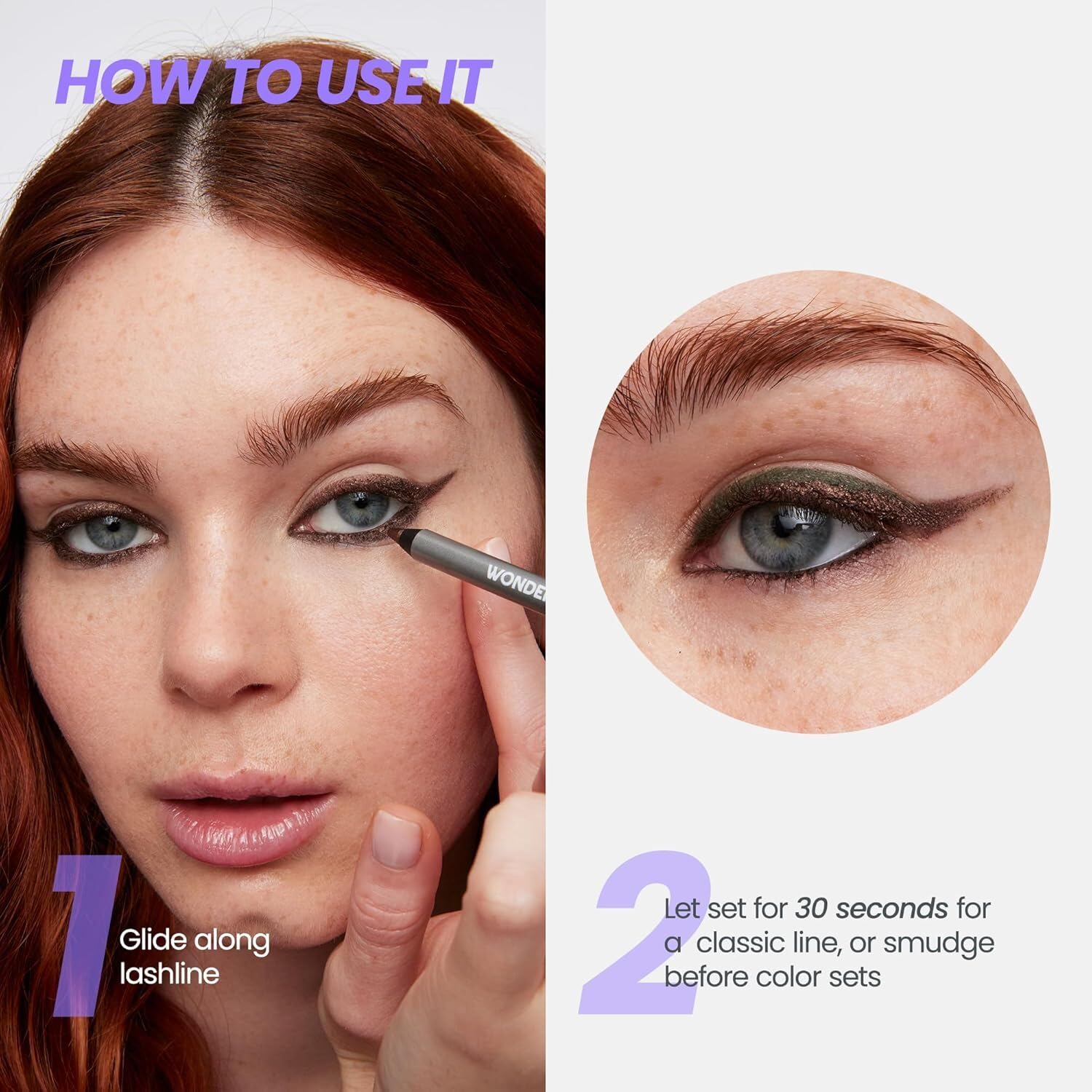 Wonderskin 1440 Longwear Purple Eyeliner Pencil - Waterproof, Sharpenable Eyeliner Pencil and Smudge Proof Blue Purple Eye Liner Pencils (Blueberry) Halalzen