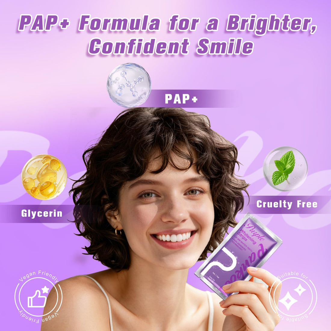 Purple Teeth Whitening Strips 14 Treatments, Helps Remove Surface Stains - Coffee & Wine Stains, Supports Enamel Care, No Sensitivity, No Slip, 28 Strips,Teeth Whitening Gel