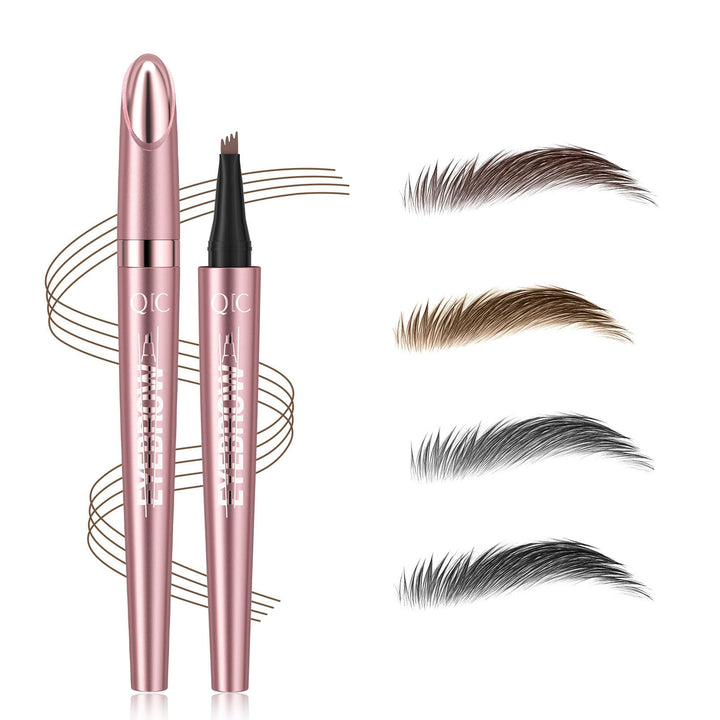 2024 New Magic Eyebrow Pencil with 4 Micro-Fork Tip Long-lasting Waterproof Eyebrow Pen and Smudgeproof Brow Pen,Creates Natural Looking Defined Eyebrows(Dark Brown) Halalzen