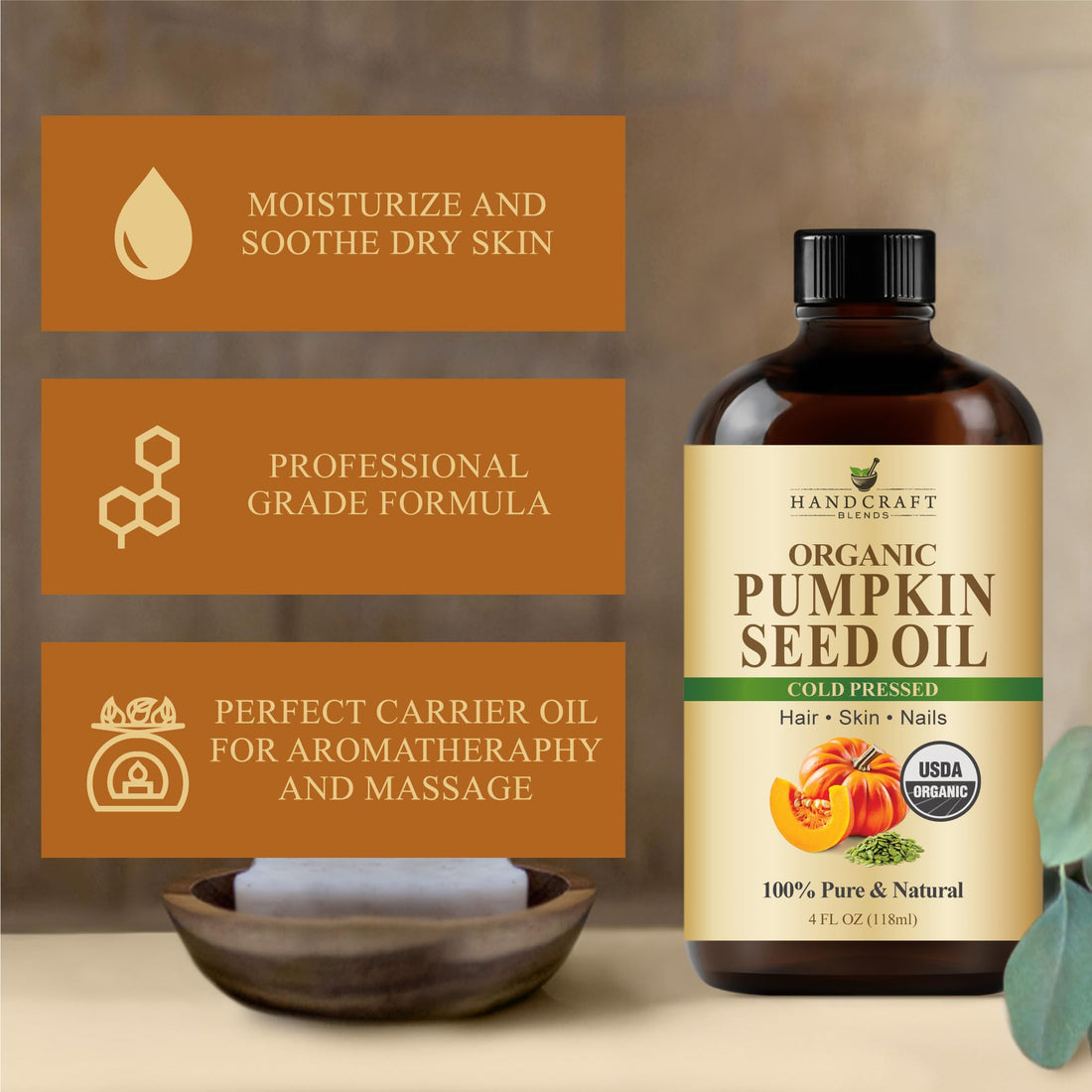 Handcraft Blends Castor Oil with Rosemary and Peppermint Oil 118 ml | 100% Pure and Natural | Premium Grade Carrier Oil | Hair, Eyelashes and Eyebrows | Hair and Body