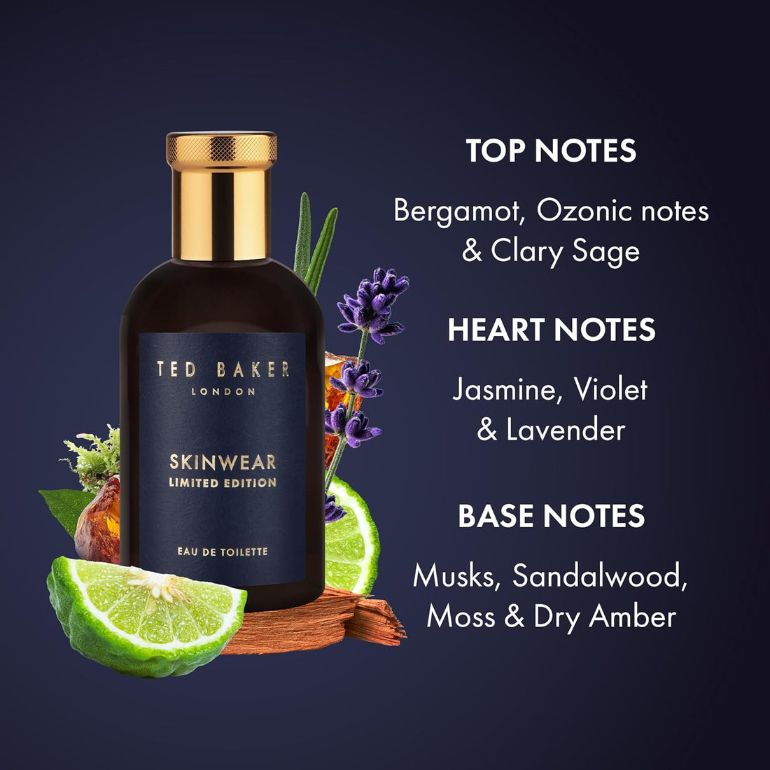 Ted Baker Skinwear Limited Edition Men’s Eau de Toilette Fresh Citrus Woody Cologne with Lime, Bergamot & Sandalwood Long Lasting Masculine Fragrance for Him100ml