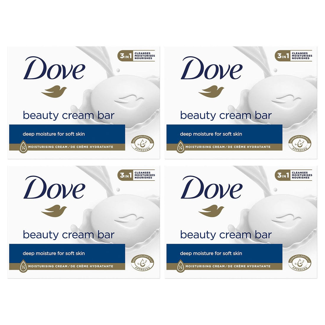 Dove Orginal Beauty Cream Bar 3 in 1 Cleanses, Moisturises and Nourishes Sulphate-Free Bath Soap for Soft and Smooth Skin, Suitable for Daily Use, 8x90g Halalzen