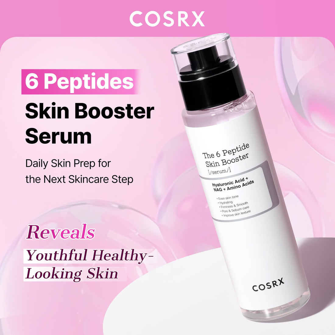 COSRX 6 Peptide Collagen Serum Face Toner with Niacinamide & Hyaluronic Acid, Hydrating & Firming Korean Essence, Anti-Wrinkle & Pore-Tightening Serum For Plump & Even Skin Tone, Korean Skincare 150ml