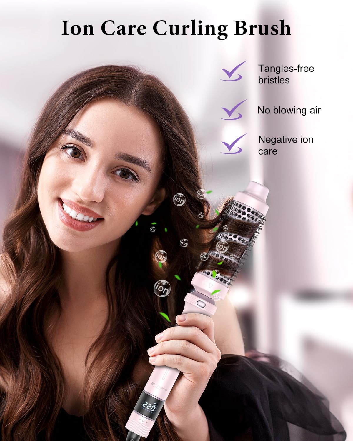 BESTOPE PRO 5 in 1 Hair Curling Wand, Hair Curler Set with Thermal Brush and Hair Straightener, 13 Temperature Control for All Hair Lengths, with Heat Resistant Mat, Glove, Clip, Purple Halalzen