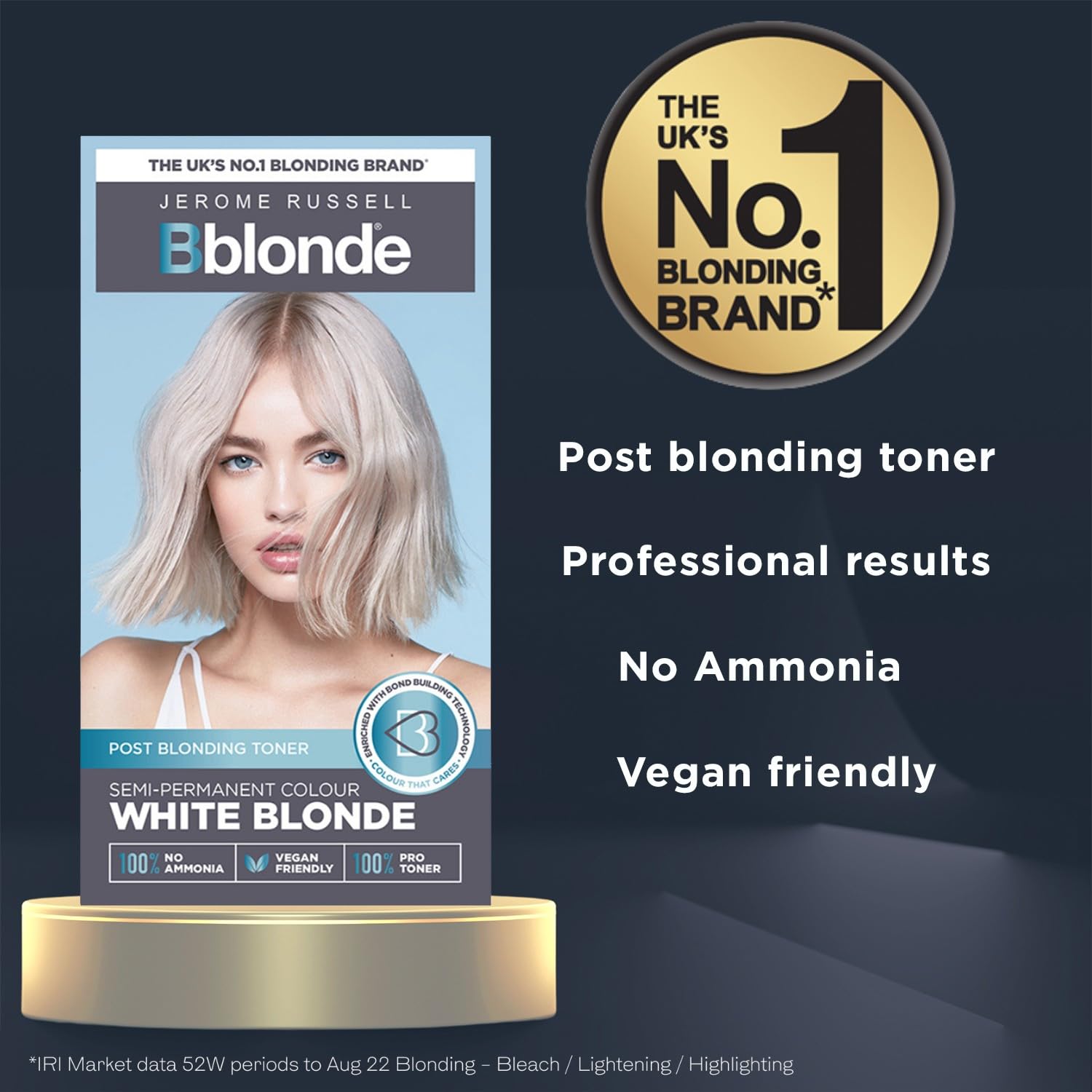 Jerome Russell Bblonde SILVER Hair Toner | Non-Permanent Violet Toner | Neutralises Yellow & Brassy Tones | Salon-Quality Cool Blonde Results | Vegan | 75ml