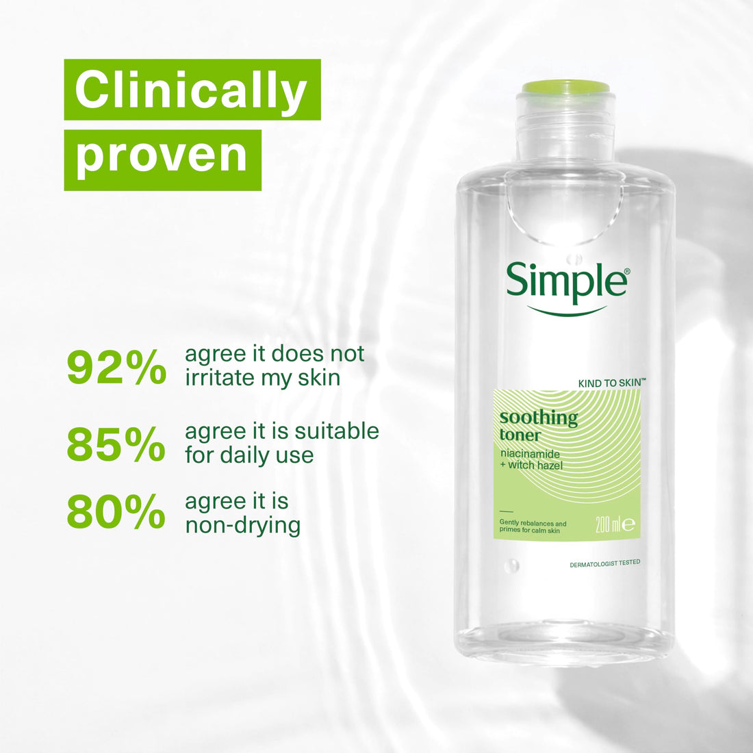 Simple Kind to Skin Soothing Facial Toner Alcohol-Free for Daily Use on Sensitive Skin 200 ml