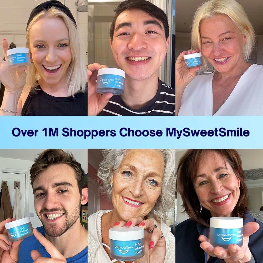MySweetSmile Teeth Whitening Powder – 6 Month Supply – Removes Years of Coffee, Tea, Smoking & Ageing Stains – Dentist-Approved & Enamel-Safe – IndyBest Award-Winning Whitener – Fresh Mint Flavour