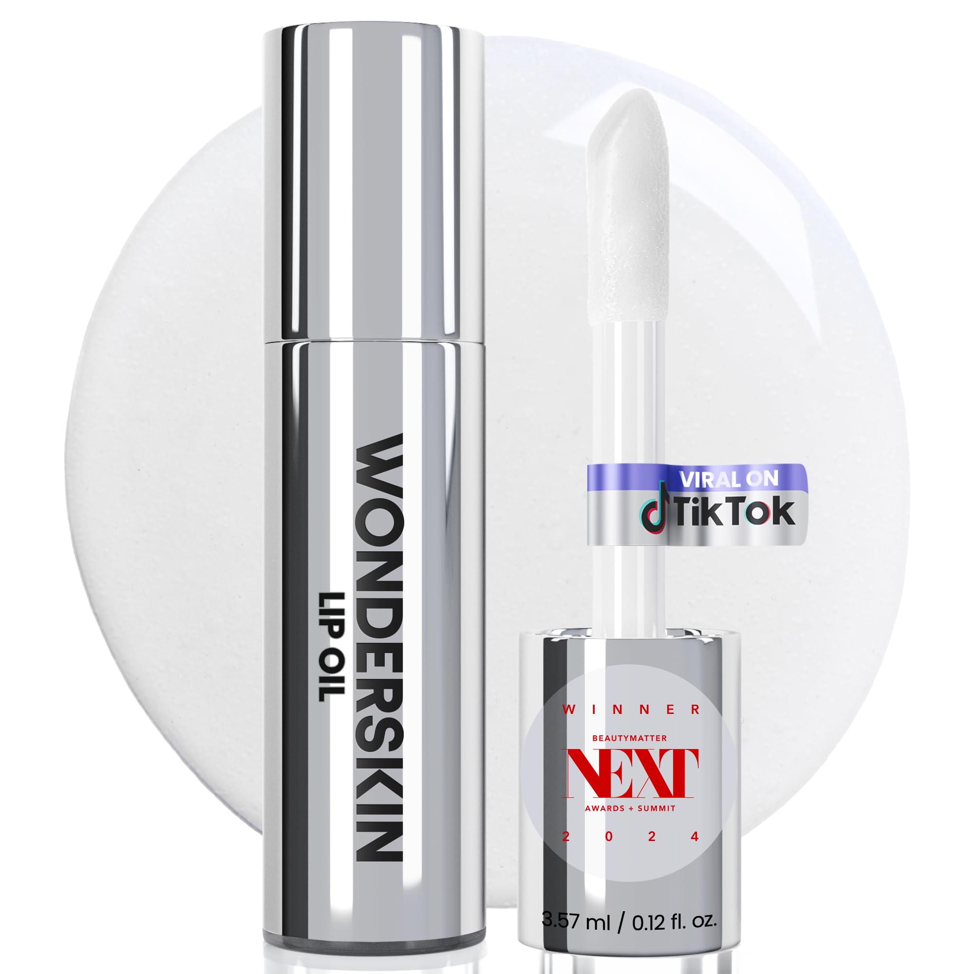 Wonderskin Lip Oil Rehab Serum - Color Changing Lip Oil from Clear to Pink - PH-activated, Non-sticky & Hydrating Tinted Serum for Dry Lips (Kissed)