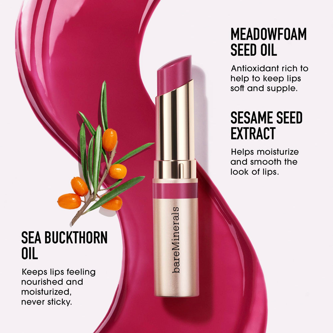 bareMinerals Dewy Lip Gloss-Balm - Hydrating Lip Gloss + Tinted Lip Balm Hybrid, Shine Finish + 24HR Hydration, For Soft + Smooth Lips, Non-Sticky, Vegan Halalzen
