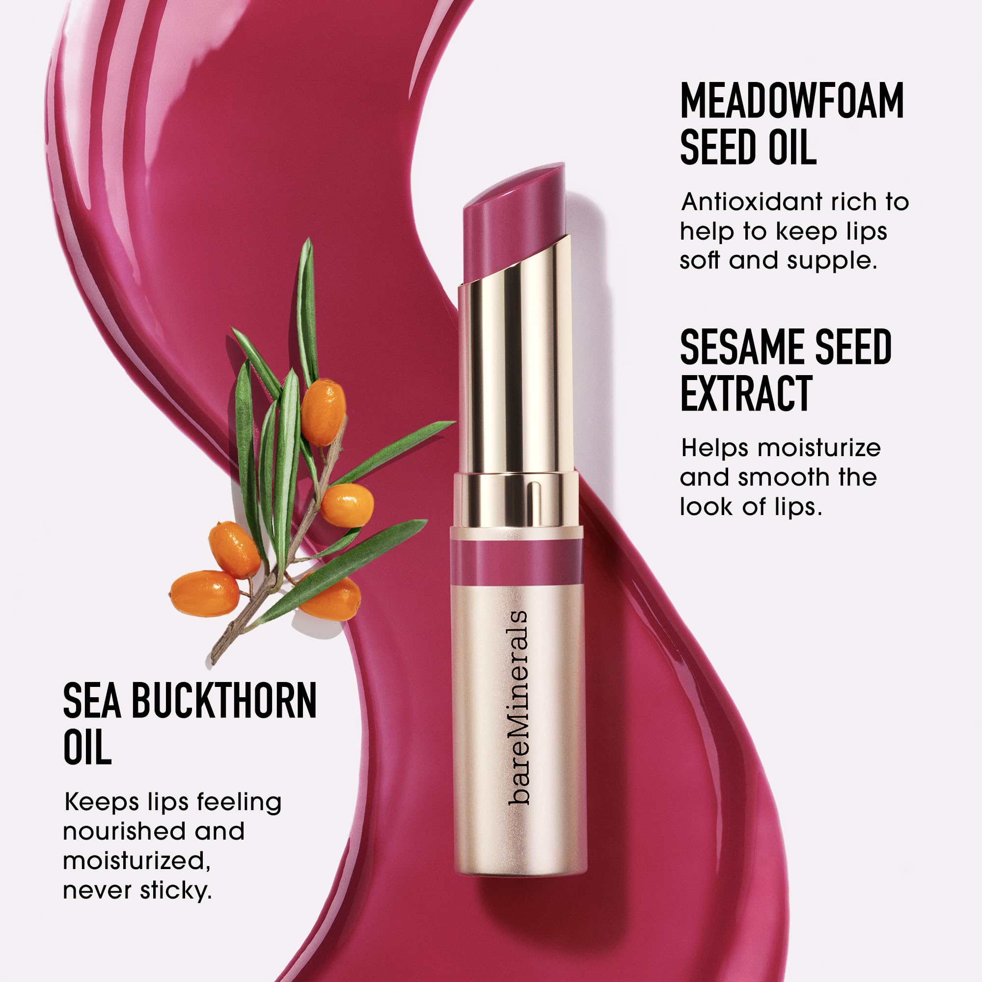 bareMinerals Dewy Lip Gloss-Balm - Hydrating Lip Gloss + Tinted Lip Balm Hybrid, Shine Finish + 24HR Hydration, For Soft + Smooth Lips, Non-Sticky, Vegan Halalzen