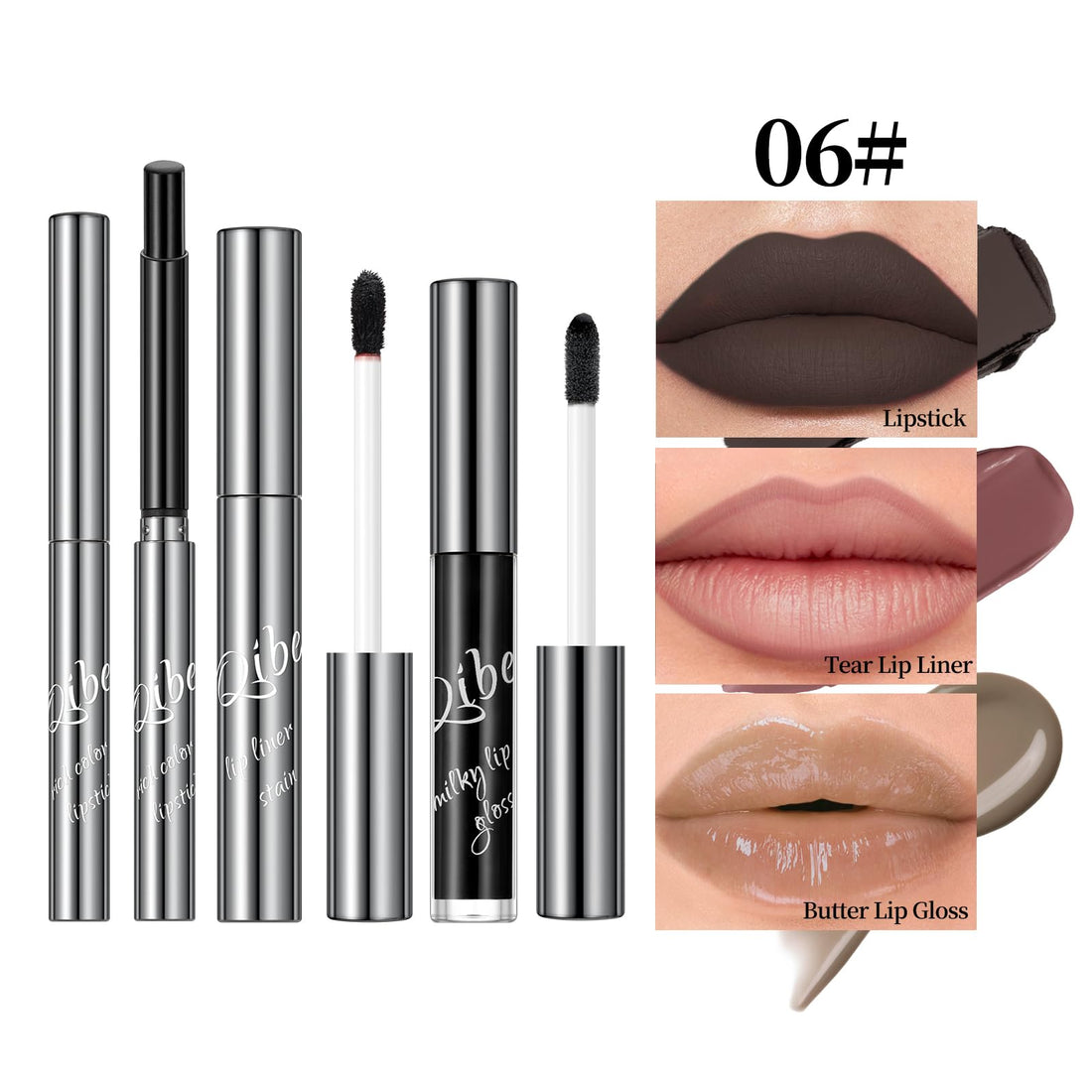3PCS Matte Liquid Lipstick Lip Gloss & Liner Set - All-IN-One Lip Kit, Velvety Nude Color, Waterproof Make Up Set (# 03) Halalzen