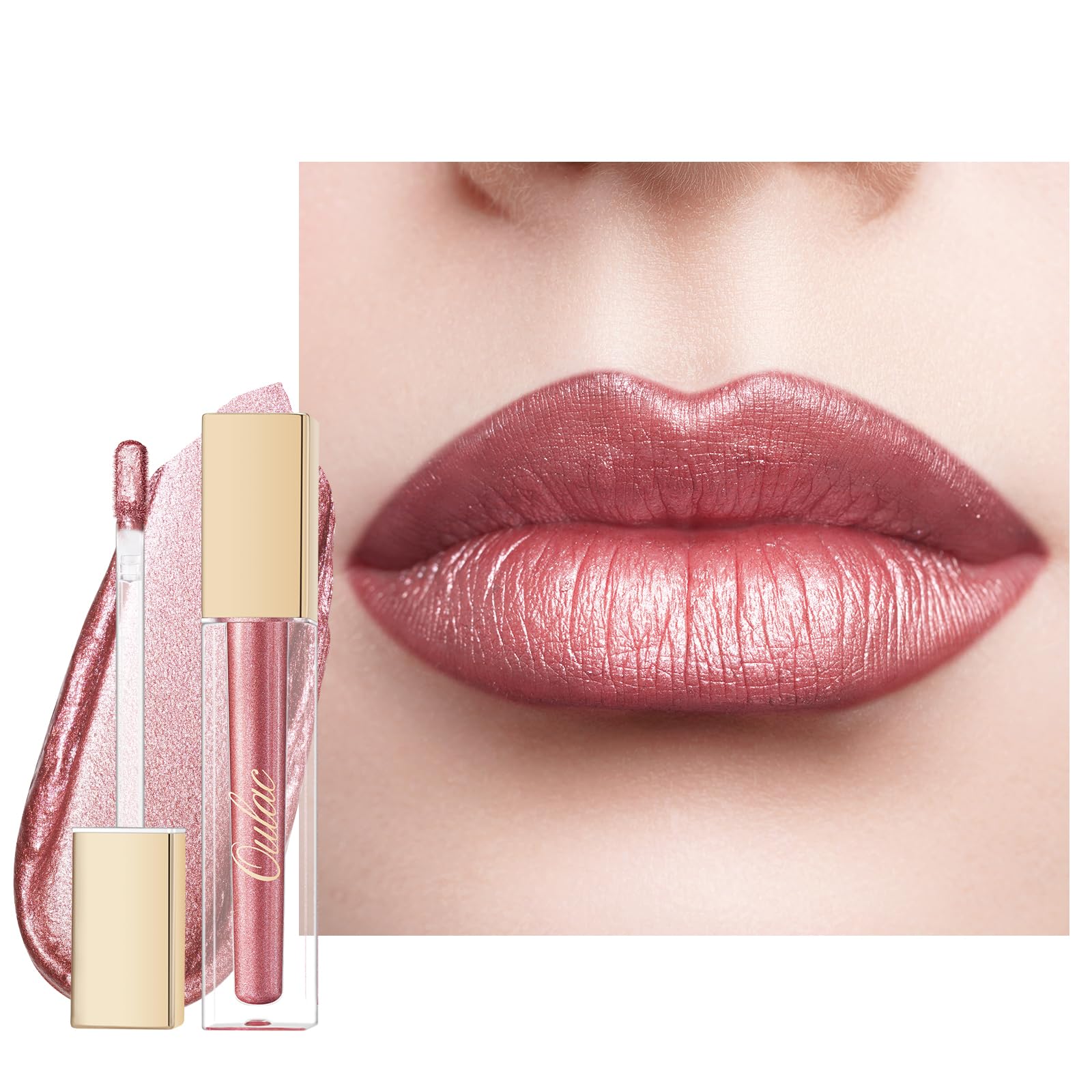 Oulac Metallic Diamond Shine Liquid Lip Gloss - Glitter Glossy for Lip & Eye, Long Lasting 24H + & Waterproof, Lightweight Lip Stain, 3D Metallic Finish, No Transfer, Vegan, 4.5ml,MD05 Loose Control Halalzen