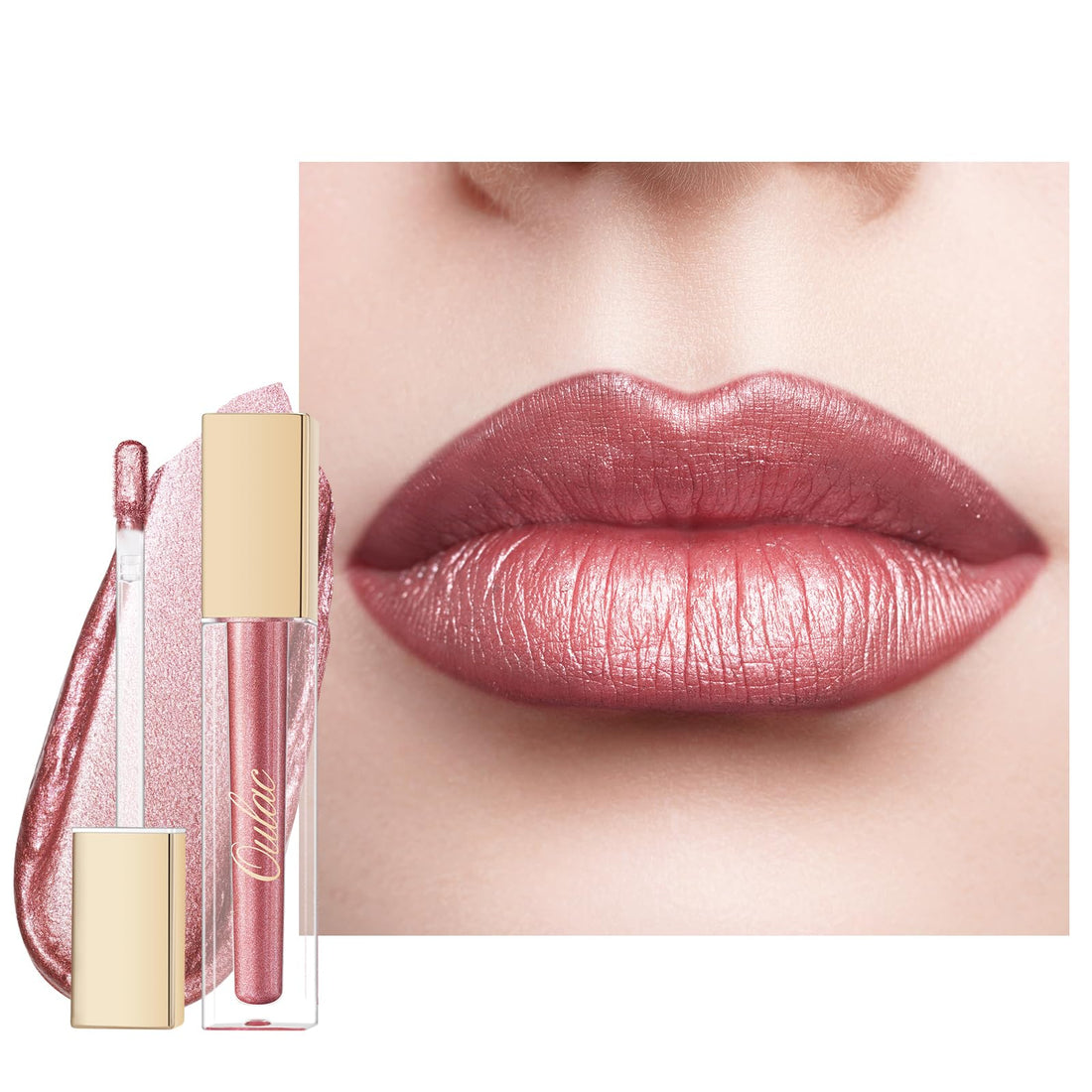 Oulac Metallic Diamond Shine Liquid Lip Gloss - Glitter Glossy for Lip & Eye, Long Lasting 24H + & Waterproof, Lightweight Lip Stain, 3D Metallic Finish, No Transfer, Vegan, 4.5ml,MD05 Loose Control Halalzen