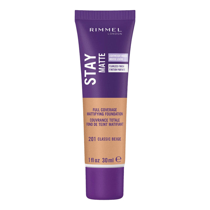 Rimmel London Stay Matte Liquid Mousse Foundation, Good Coverage and Oil-Free Formula, Soft Beige, 30 ml Halalzen